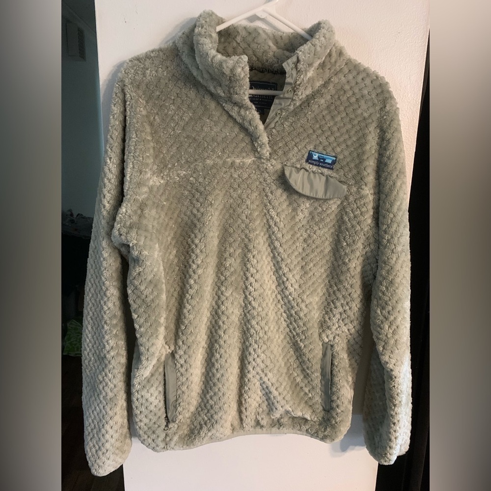 Simply Southern soft sherpa pullover gray size large - Picture 1 of 7